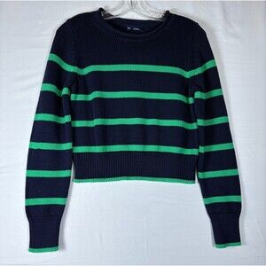GAP womens blue/green striped long sleeve preppy sweater XSmall NWT